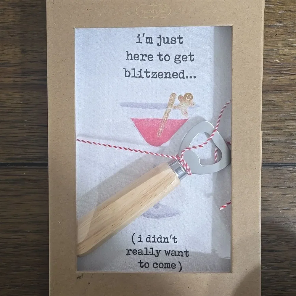 Mud Pie Cocktail Towel and Bottle Opener Set 